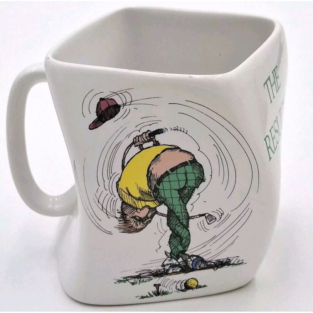 Vintage 1991 Golf Mug " The Results Of Overswing" Twisted Coffee Mug / Cup
